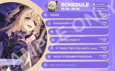 Stream Schedule Template | Schedule template, Schedule design, Graphic ...