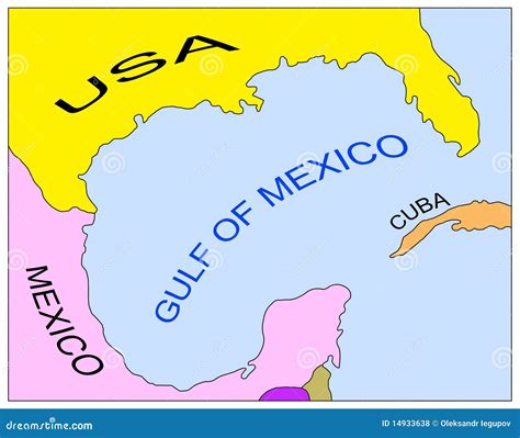 Map of the Gulf of Mexico stock vector. Illustration of ocean - 14933638