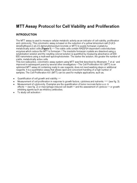 MTT Assay Protocol For Cell Viability and Proliferation | PDF | Biology ...