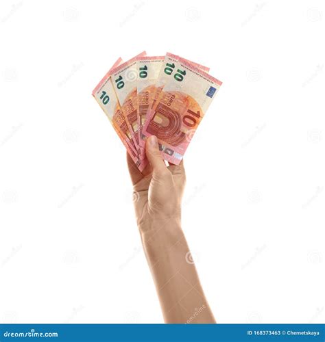 Woman with Money on White Background Stock Image - Image of debt, holding: 168373463