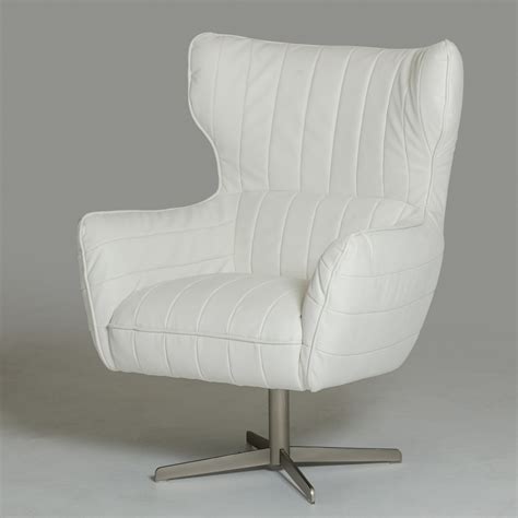 White Leather Swivel Accent Chair Charlotte North Carolina VIG-Casa-Kylie-White