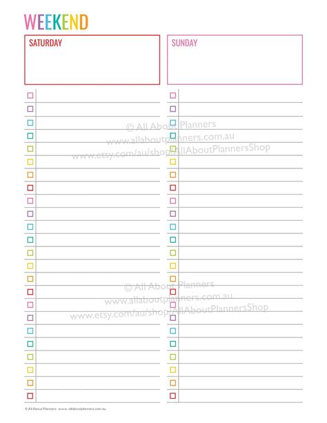 Weekend planner printable editable checklist cleaning shopping | Etsy