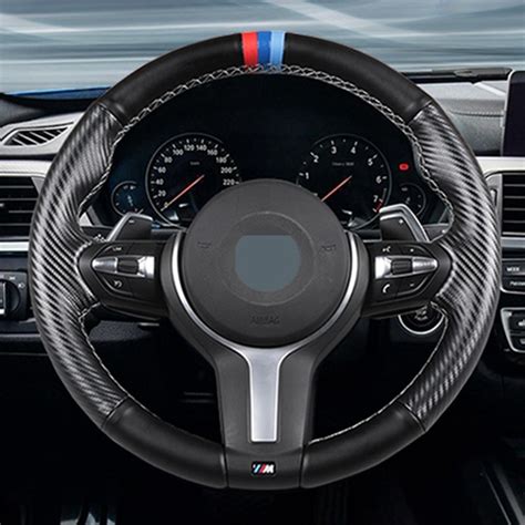 Black Suede Genuine Leather Car Steering Wheel Cover for BMW M Sport ...