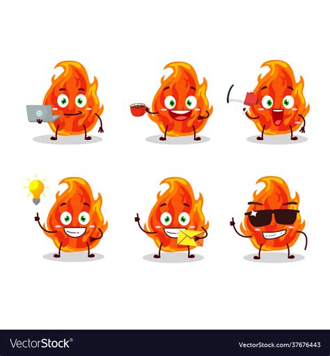 Fire cartoon character with various types Vector Image