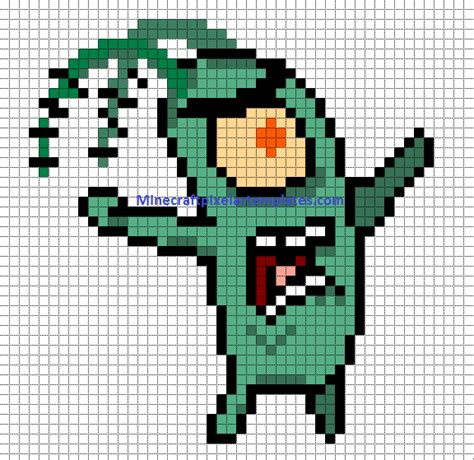 Minecraft Pixel Art Templates: Plankton (SpongeBob) | Minecraft pixel ...