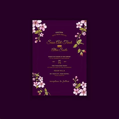 Premium Vector | Floral wedding invitation card tamplate
