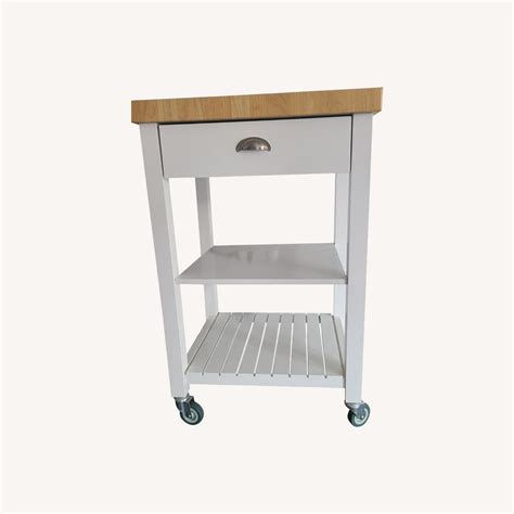 White Kitchen Cart with Drawer - AptDeco