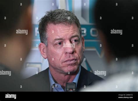 Troy Aikman during the Super Bowl LIV FOX Sports Media Day availability ...