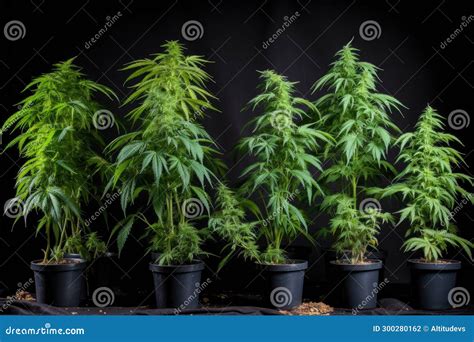 Cannabis Plants at Different Stages of Growth in a Staggered ...