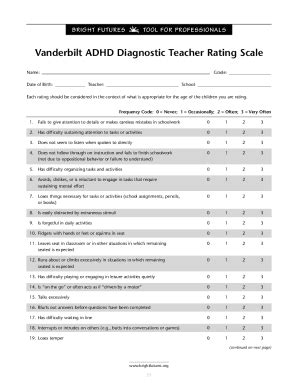 Vanderbilt Adhd Test For Adults Pdf - Fill Online, Printable, Fillable, Blank | pdfFiller