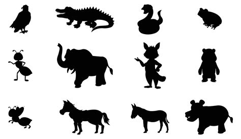 wild animals set silhouette vector forest animals silhouette set isolated on a white background ...