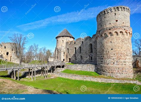 Ruins of Cesis Castle, Latvia Stock Image - Image of famous, architecture: 105553243