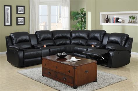 Black Leather Reclining Sectional Products | HomesFeed