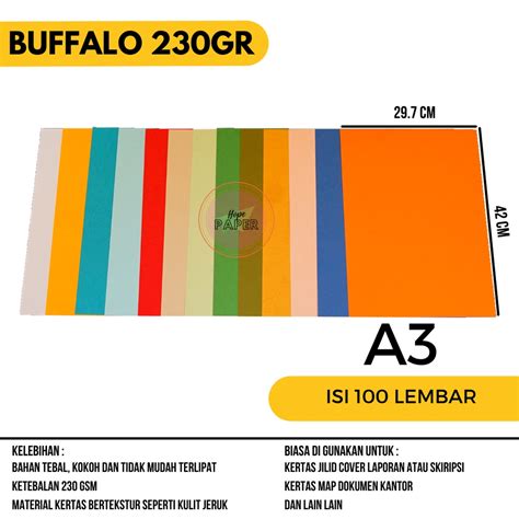 Jual Kertas Buffalo A3 230 Gsm - isi 100 lembar / Kertas Karton Buffalo ...