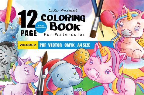 Animal Coloring Book Watercolor Vol.2 Graphic by Daengdesign · Creative Fabrica