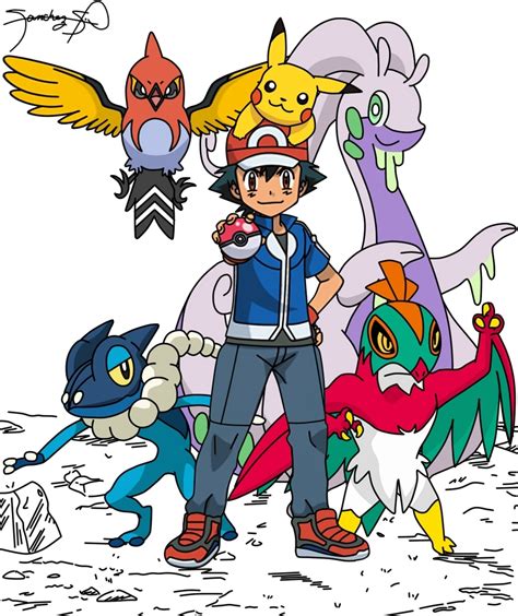 10 New Ash's Pokemon Group Photo FULL HD 1920×1080 For PC Desktop 2024