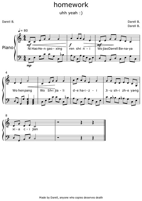 homework - Sheet music for Piano