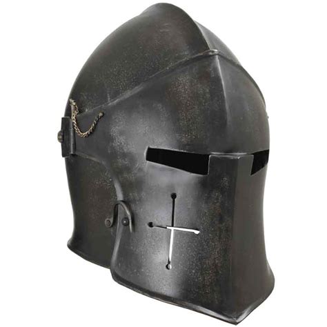 Epic Dark Visored Barbuta Helmet