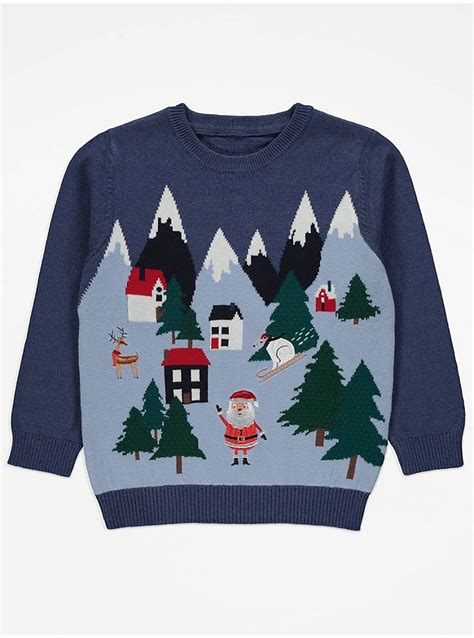 Navy Christmas Scene Crew Neck Jumper | Kids | George at ASDA