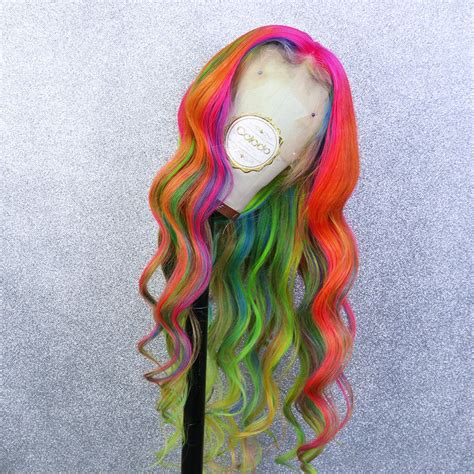 Customized Rainbow Colored Lace Front Human Hair | Lace front, Wigs, Color