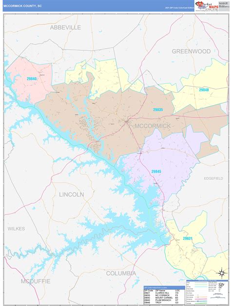 McCormick County, SC Wall Map Color Cast Style by MarketMAPS