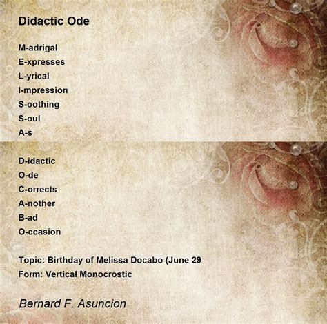 Didactic Ode Poem by Bernard F. Asuncion - Poem Hunter