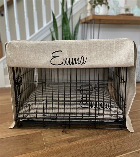 Linen Dog Crate Cover Personalized Pet Kennel Cover Small - Etsy