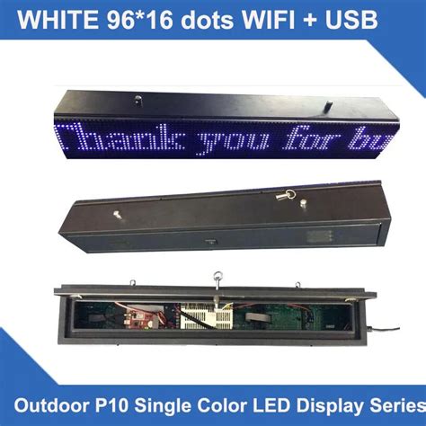 LED SCROLLING SIGN P10 white Single line LED scroller signs Led Display ...