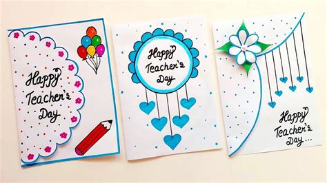 3Easy & Beautiful white paper Handmade Happy Teachers Day Greeting Card ...