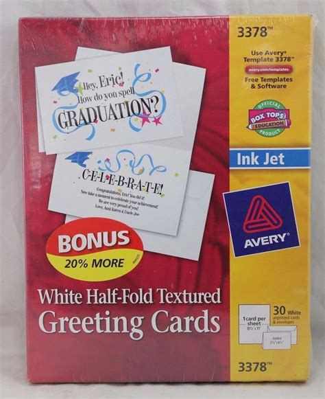 Avery 3378 Greeting Cards Textured Inkjet White - 30 Cards NEW Sealed #Avery | Greeting cards ...