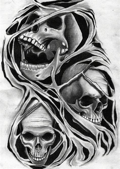 Spooky Skull Drawing