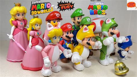 CAT Super Mario Luigi Princess Peach Toad World of Nintendo Jakks Pacific 4 Figure Review Bell ...