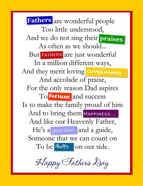 Fathers Day Card Poem - Design Corral