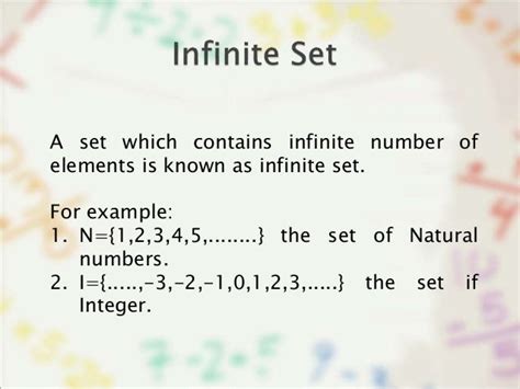 Infinite Set Examples In Daily Life : Comparing Different Types Of Sets Finite Infinite Empty ...