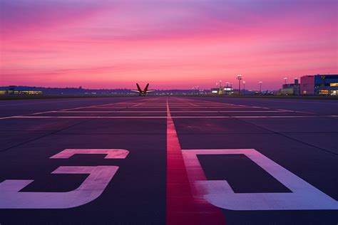 The Whi Is Painted On The Pavement Of An Airport Runway Background ...