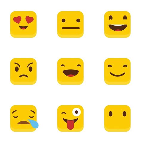 Set of Yellow square emojis design vector 14353772 Vector Art at Vecteezy