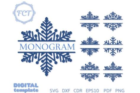 Snowflake SVG Split Monogram Bundle Graphic by Fine Cutting Templates ...