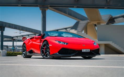 Rent Red Lamborghini Huracan Spyder, 2019