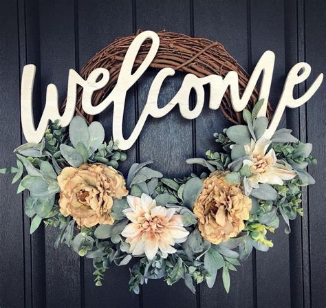 This wreath is now available with this large wooden welcome sign that ...