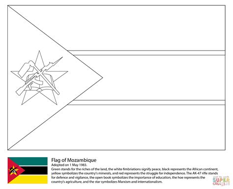 Flag of Mozambique coloring page | Free Printable Coloring Pages