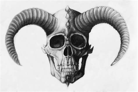 ArtStation - Traditionally drawn Horned Skull