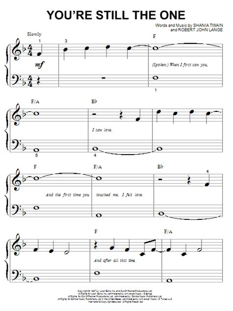 Shania Twain "You're Still The One" Sheet Music Notes | Download Printable PDF Score 45223