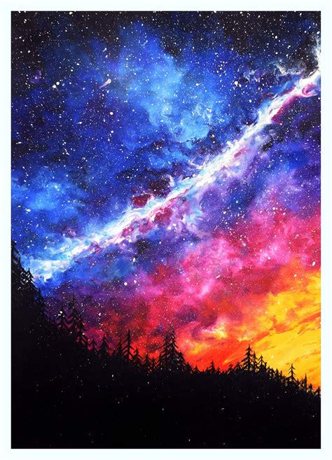 Galaxy Print Milchstraße Malerei Galaxy Art - Etsy.de