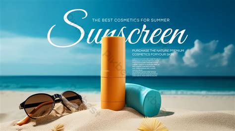 Blue Sky White Cloud Clouds Sea Beach Sunglasses Sunscreen Cosmetics Web Banner | PSD Free ...