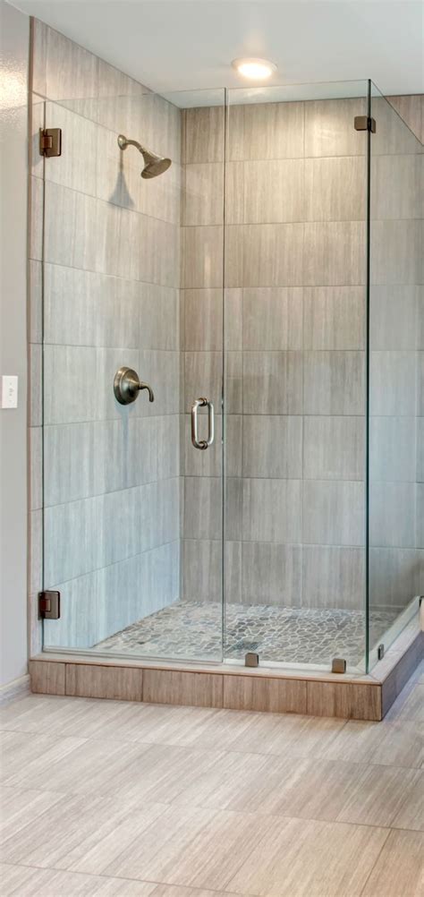 Showers Corner Walk In Shower Ideas For Simple Small Bathroom With Natural Stone Shower Pans ...