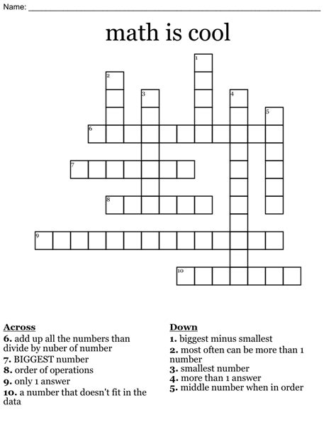 math is cool Crossword - WordMint