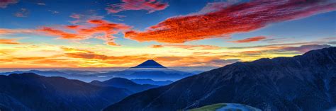 Blue mountains with orange clouds and blue sky landscape photo HD wallpaper | Wallpaper Flare