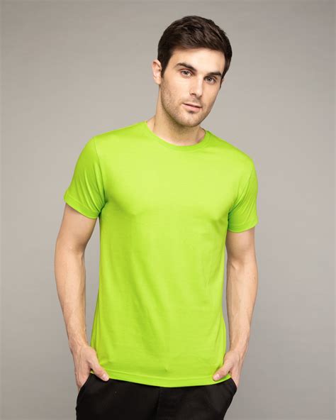 Buy Neon Green Plain Half Sleeve T-Shirt For Men Online India ...