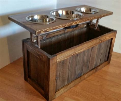 Small Raised Dog Feeder With Storage 3 Bowl Dog Feeder Pet - Etsy