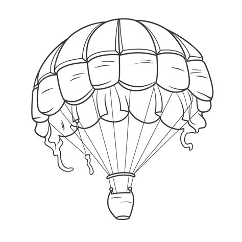 Outline Drawing Of A Parachute Coloring Page Sketch Vector, Wing Drawing, Ring Drawing, Color ...